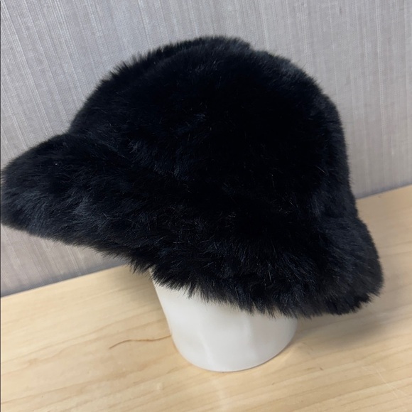 Free Press Black Faux Fluffy Fur Bucket Hat main image 4